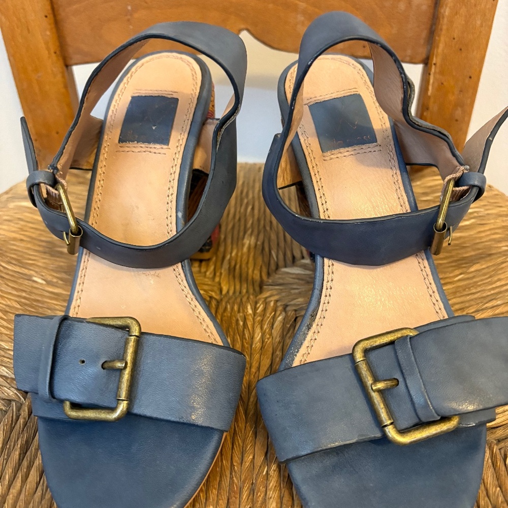 ELLA MOSS BLUE HEELS WITH TAPESTRY HEELS